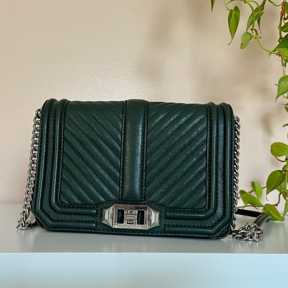 Rebecca Minkoff Leather Green Small Love Crossbody Malachite